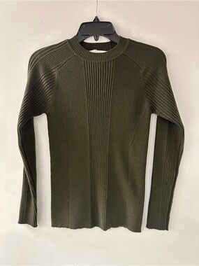 ba&sh Olive Green Ribbed Crewneck Sweater BANNY sweater size Med. NWT